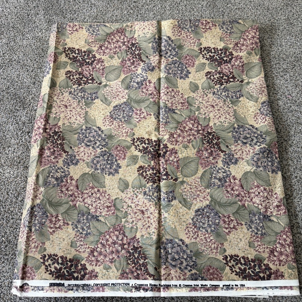 Vintage Lilacs Floral Cranston Home Furnishing Floral Fabric USA 2005 4 Yards